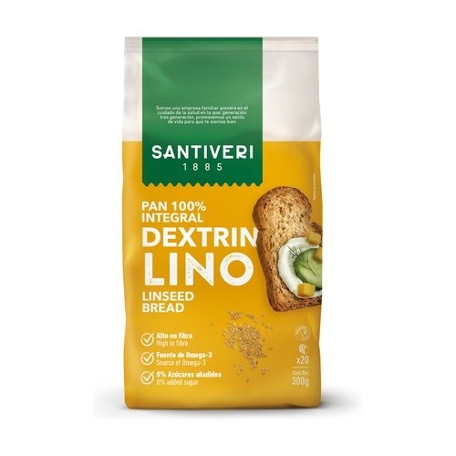 Pan tostado 100% integral con lino 300gr. Dextrin